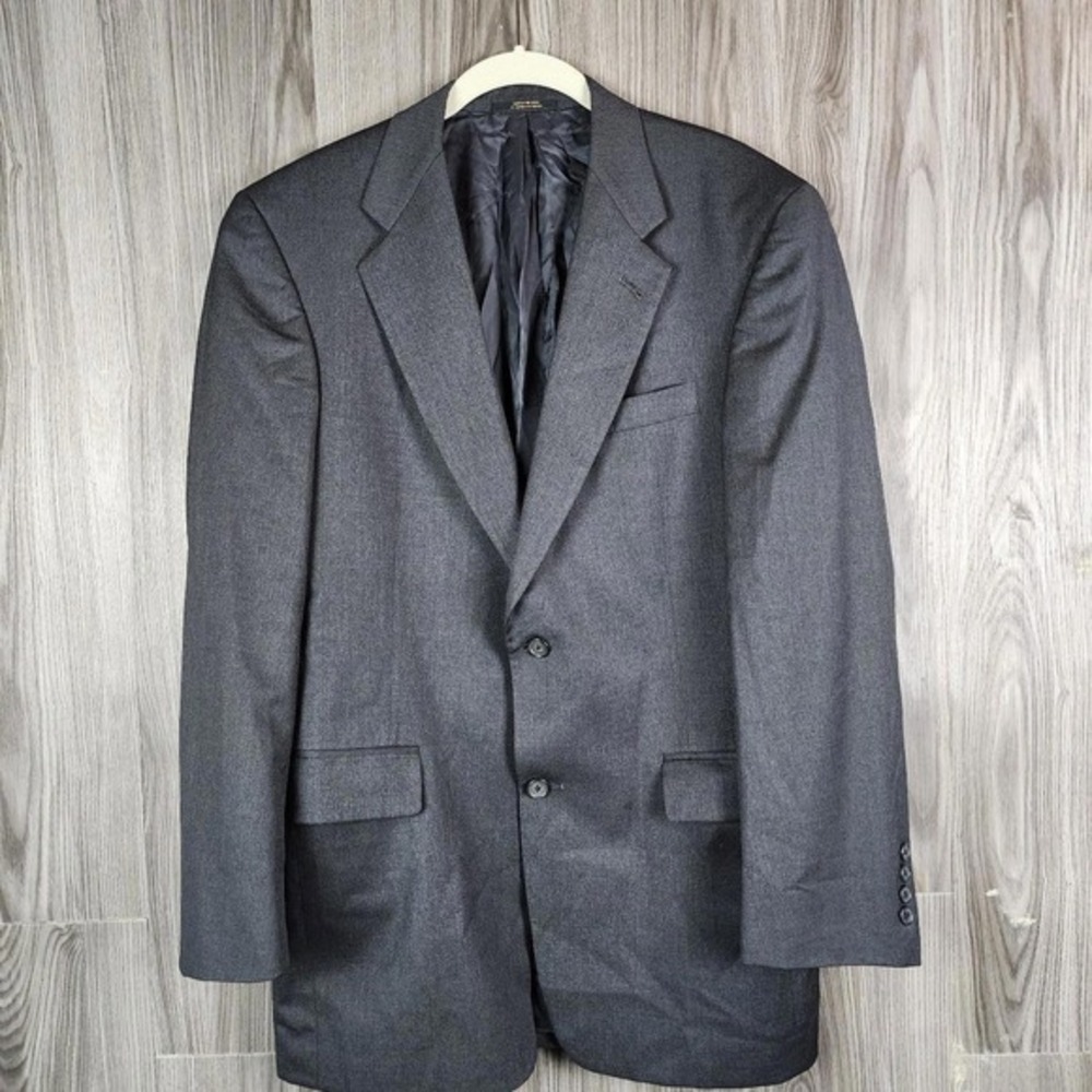 Vintage Hart Schaffner Marx Trumpeter 2 Button Charcoal Wool Blazer Made in USA